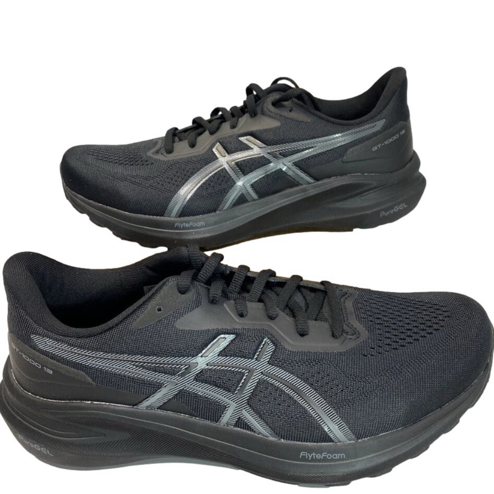 NEW ASICS Men’s GT-1000 13 Running Shoes Black/Steel Grey Size 10 4E (Ex Wide)